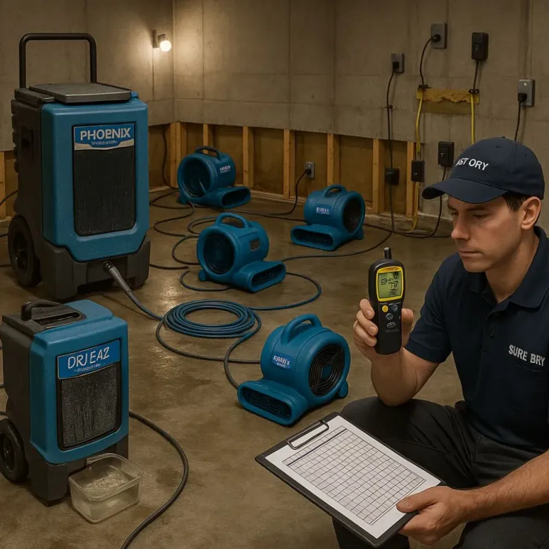 Structural Drying and Dehumidification process in Purcell, OK